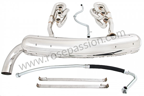 P129683 - 42 mm super sports exhaust kit, stainless steel spaghetti version + stainless steel silencer 1 x 70 mm outlet contains 2 stainless steel spaghettis + 1 stainless steel silencer + 2 oil hoses + 2 stainless steel straps for Porsche 911 G • 1975 • 2.7 • Targa • Manual gearbox, 4 speed