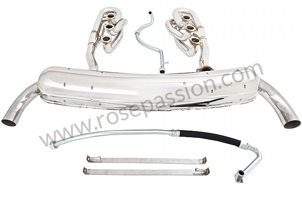 P129684 - 42 mm super sports exhaust kit, stainless steel spaghetti version + stainless steel silencer 2 x 70 mm outlets contains 2 stainless steel spaghettis + 1 stainless steel silencer + 2 oil hoses + 2 stainless steel straps for Porsche 911 G • 1976 • 2.7 • Targa • Manual gearbox, 4 speed