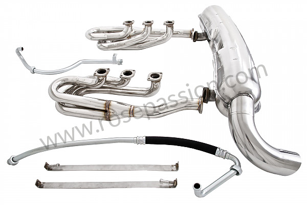 P129685 - 42 mm super sports exhaust kit, stainless steel spaghetti version + stainless steel silencer 1 x 84 mm outlet contains 2 stainless steel spaghettis + 1 stainless steel silencer + 2 oil hoses + 2 stainless steel straps for Porsche 911 G • 1975 • 2.7 • Coupe • Manual gearbox, 4 speed