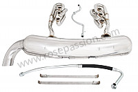 P129685 - 42 mm super sports exhaust kit, stainless steel spaghetti version + stainless steel silencer 1 x 84 mm outlet contains 2 stainless steel spaghettis + 1 stainless steel silencer + 2 oil hoses + 2 stainless steel straps for Porsche 911 G • 1975 • 2.7 • Coupe • Manual gearbox, 4 speed