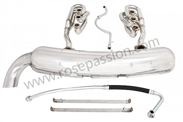 P129685 - 42 mm super sports exhaust kit, stainless steel spaghetti version + stainless steel silencer 1 x 84 mm outlet contains 2 stainless steel spaghettis + 1 stainless steel silencer + 2 oil hoses + 2 stainless steel straps for Porsche 911 G • 1979 • 3.0sc • Coupe • Manual gearbox, 5 speed
