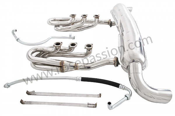 P129686 - 42 mm super sports exhaust kit, stainless steel spaghetti version + stainless steel silencer 2 x 84 mm outlets contains 2 stainless steel spaghettis + 1 stainless steel silencer + 2 oil hoses + 2 stainless steel straps for Porsche 911 G • 1975 • 2.7 • Coupe • Manual gearbox, 4 speed