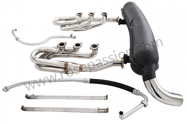 P129689 - 42 mm super sports exhaust kit, stainless steel spaghetti version + steel racing silencer 1 outlet contains 2 stainless steel spaghettis + 1 steel silencer + 2 oil hoses + 2 stainless steel straps for Porsche 