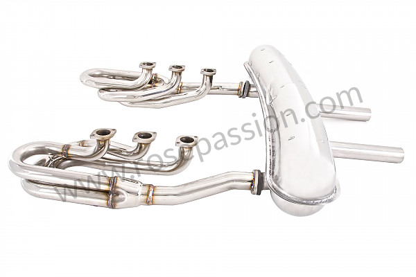 P141762 - 46 mm stainless steel spaghetti exhaust kit + sports stainless steel silencer 2 central outlets for Porsche 