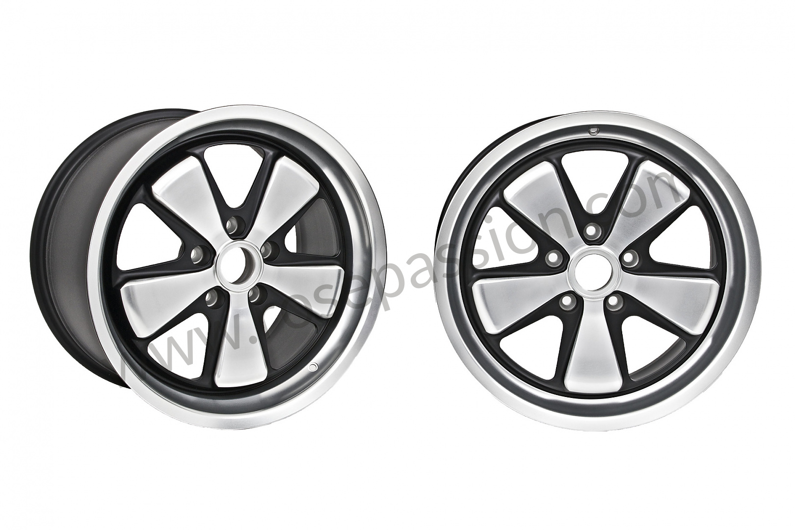 P189728 - Fuchs wheels, 19 inch, set of 4 wheels (polished and black  finish) 8,5 and 11 - ET56 FRONT + ET51 REAR INCHES for Porsche 997-2 / 911  Carrera / 2010 / 997 sport classic / Coupe / Manual gearbox, 6 speed