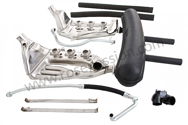 P198472 - Super sports stainless steel exhaust kit with steel silencer 2 central outlets contains 2 stainless steel heat exchangers + 1 steel silencer + 2 oil hoses + 2 stainless steel straps +  2 hoses + 1 y for heating system modification for Porsche 911 G • 1988 • 3.2 g50 • Targa • Manual gearbox, 5 speed