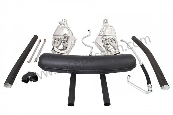 P198472 - Super sports stainless steel exhaust kit with steel silencer 2 central outlets contains 2 stainless steel heat exchangers + 1 steel silencer + 2 oil hoses + 2 stainless steel straps +  2 hoses + 1 y for heating system modification for Porsche 911 G • 1985 • 3.2 • Cabrio • Manual gearbox, 5 speed