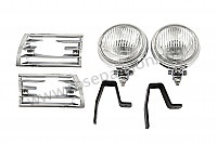 P203276 - Chrome plated round fog lamp kit / white glass with grille and holder for Porsche 