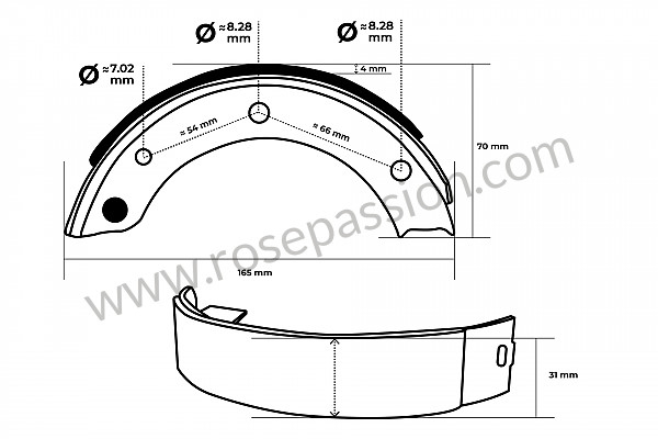 P244101 - Handbrake lining kit for Porsche 912 • 1966 • 912 1.6 • Coupe • Manual gearbox, 4 speed