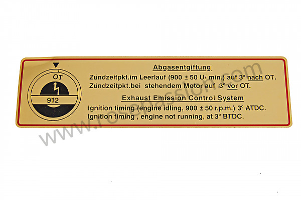 P254036 - Ignition point label for Porsche 912 • 1966 • 912 1.6 • Coupe • Manual gearbox, 5 speed