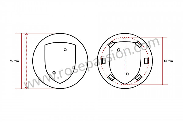 P258601 - Kit emblème de roue pour jante fuchs origine 17 - 18 -19 pouces noir pour Porsche 