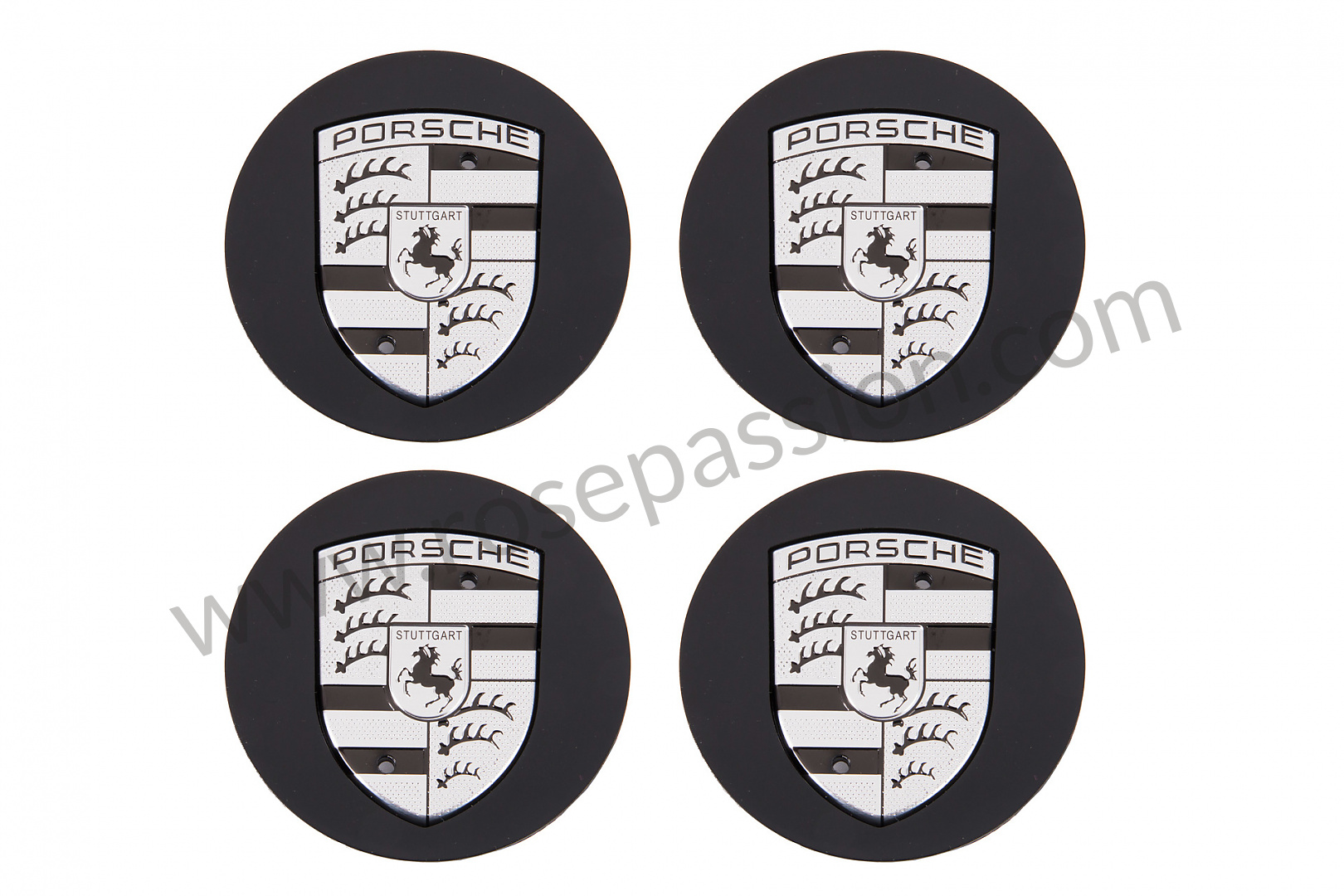 4 x centre de roue cache moyeu noir 76mm Porsche logo couleur
