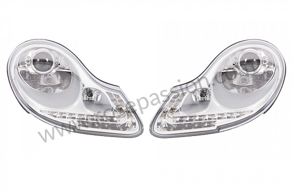 P261758 - Headlight kit with led, chrome plated back - pair for Porsche Boxster / 986 • 2003 • Boxster 2.7 • Cabrio • Manual gearbox, 5 speed
