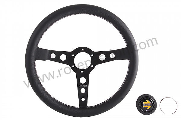 P405165 - BLACK LEATHER MOMO PROTOTIPO THREE-SPOKE STEERING WHEEL for Porsche 911 Classic • 1969 • 2.0t • Coupe • Manual gearbox, 4 speed