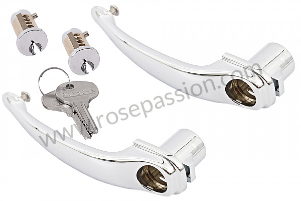 P555941 - PAIR OF DOOR HANDLES WITH IDENTICAL CYLINDERS AND KEY for Porsche 356B T5 • 1960 • 1600 super 90 (616 / 7 t5) • Cabrio b t5 • Manual gearbox, 4 speed