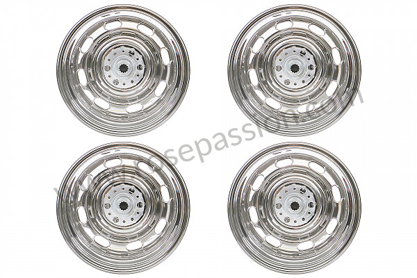 P556003 - RUDGE TYPE WHEEL KIT WITH CENTRAL NUT (FOUR 15 X 5.5 WHEELS + ADAPTERS) for Porsche 356a • 1959 • 1600 (616 / 1 t2) • Convertible d'a t2 • Manual gearbox, 4 speed