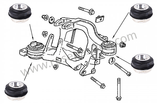 P596298 - RESILIENT MOUNT KIT FOR REAR SUSPENSION HOLDER SPORTS VERSION for Porsche 993 / 911 Carrera • 1997 • 993 carrera 2 • Targa • Automatic gearbox
