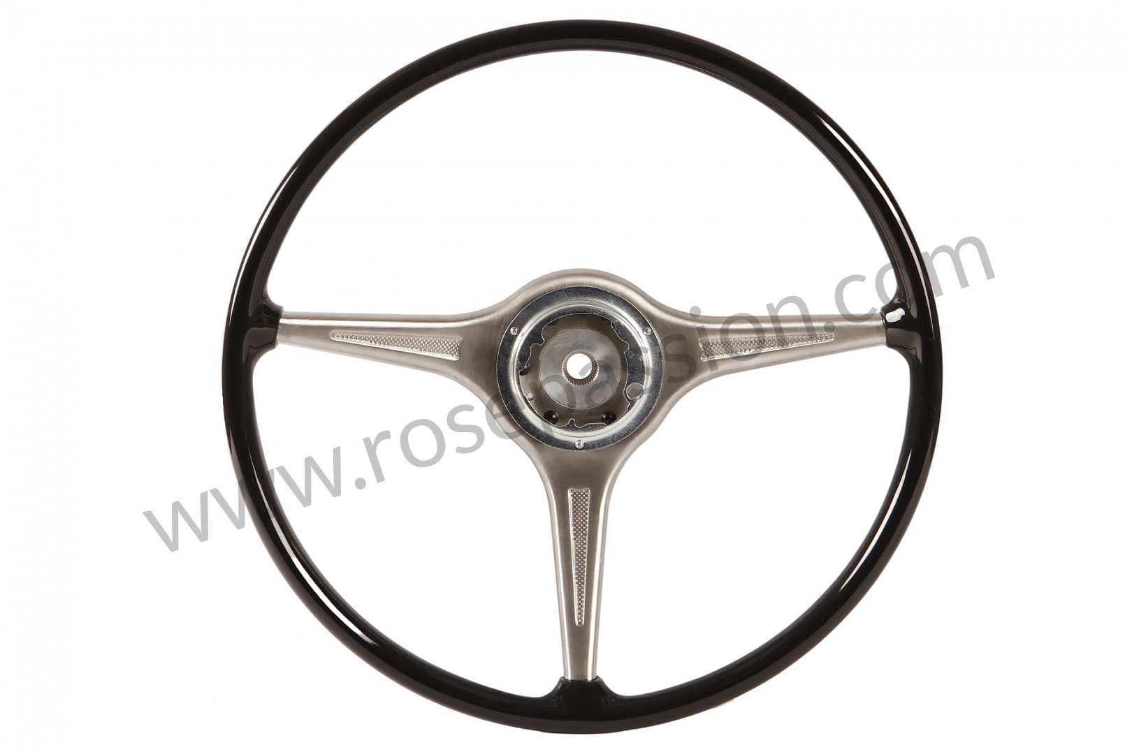P615109 - STEERING WHEEL WITH WOOD CROWN 356 BC - BLACK / BLACK / 417 MM  for Porsche 356B T5 / 1960 / 1600 carrera gt (692 / 3a) / Coupe b t5 /  Manual gearbox, 4 speed