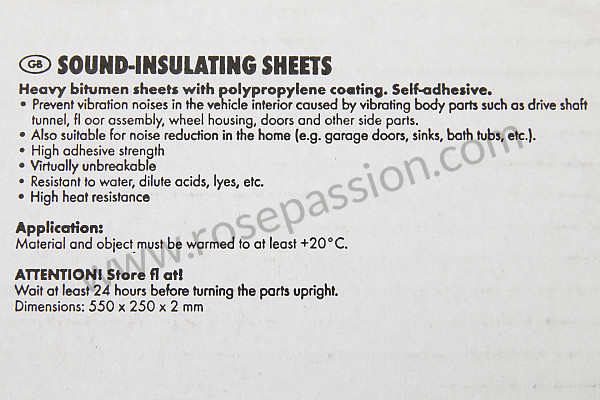 P87570 - Piastra insonorizzante abitacolo (6 pezzi) per Porsche 911 G • 1984 • 3.2 • Targa • Cambio manuale 5 marce