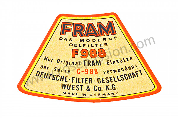 P129343 - Fram oil filter transfer on top and at centre for Porsche 356B T6 • 1962 • 1600 s (616 / 12 t6) • Karmann hardtop coupe b t6 • Manual gearbox, 4 speed