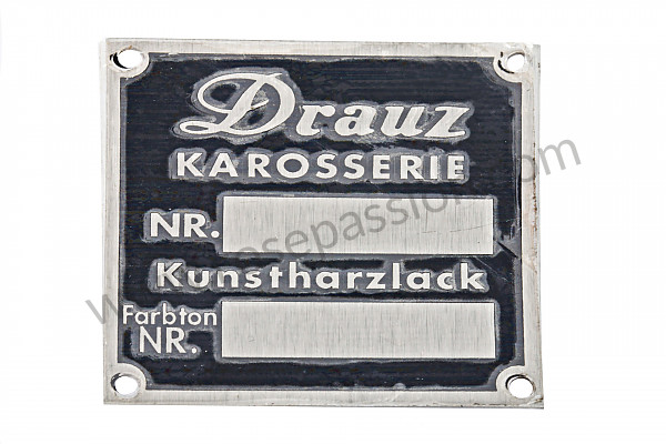 P98270 - Placa de identificación de chasis + color "drauz" convertible d'y roadster  para Porsche 356a • 1958 • 1600 carrera gs (692 / 2) • Speedster a t2 • Caja manual de 4 velocidades