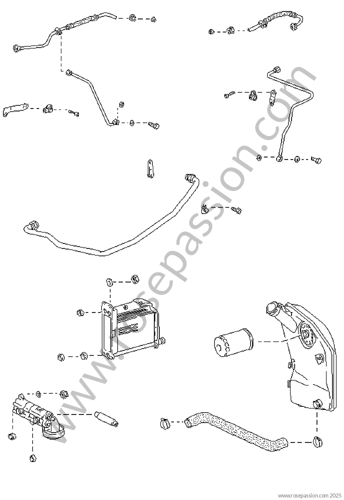Engine and fuel feed / Engine lubrication oil tank lines for Porsche