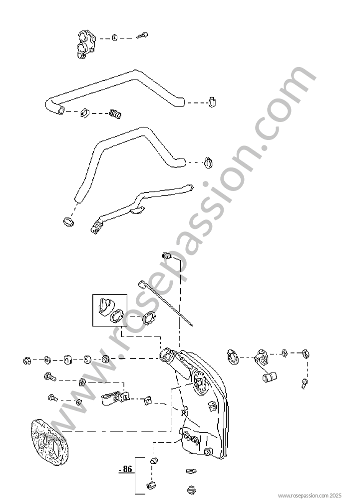 Engine and fuel feed / Engine lubrication oil tank lines for Porsche