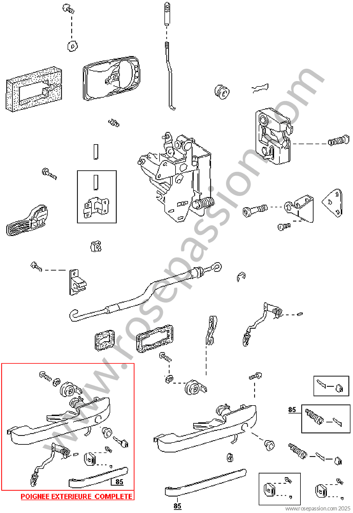 Bodywork seals and rubber elements / Outer door handle door lock for ...