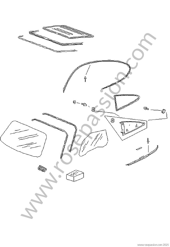 Window, window seal and window moulding / Diagrams for Porsche 996 / ...