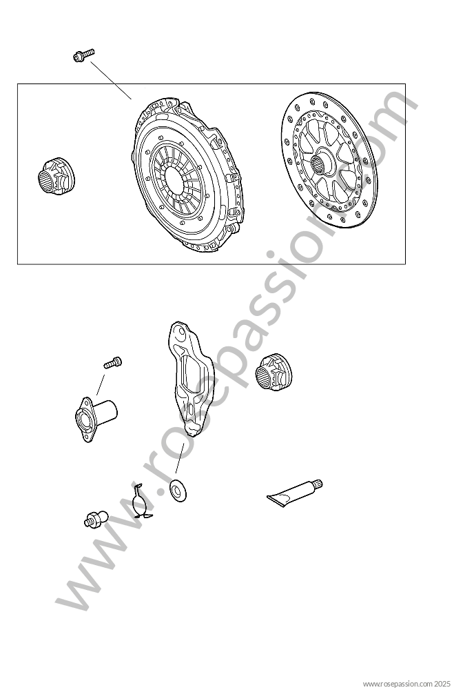 Clutch and engine flywheel / Diagrams for Porsche 9972 / 911 Carrera