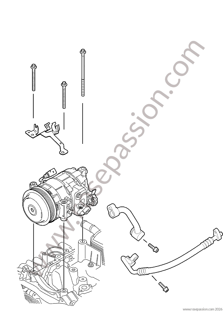 Compresseur de climatiseur pour Porsche 997 Turbo / 997T2 / 911 Turbo / Gt2 Rs &bull; 2013 &bull; 997 Turbo &bull; Cabrio &bull; Boite Manuelle 6 Vitesses