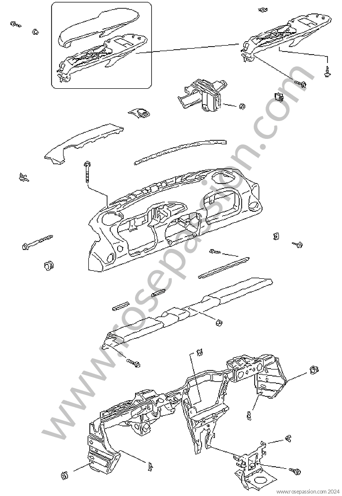 Interior of passenger compartment / Diagrams for Porsche Boxster / 986