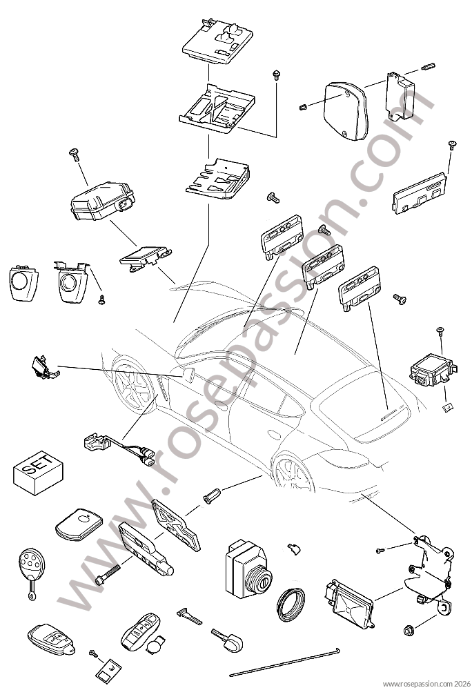 Appareils de commande / antidemarrage / verrouillage centralise / contacteur d'allumage pour Porsche Panamera / 970 &bull; 2015 &bull; Panamera 2 Diesel 250 Cv &bull; Boite Auto