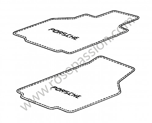 P113218 - Vloermat met porsche-inscriptie en vloerbevestiging (per 4) voor Porsche Boxster / 987-2 • 2009 • Boxster 2.9 • Cabrio • Bak pdk