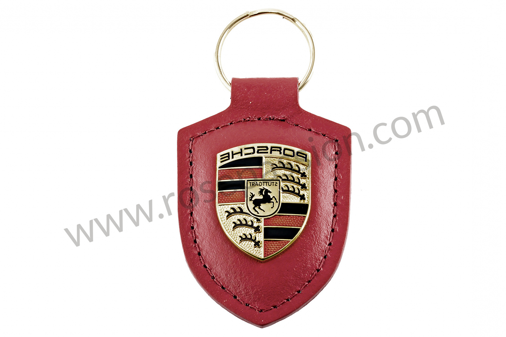 Porte clé Porsche en cuir Rouge