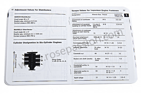 P98699 - Boekje nummers-spanmomenten-tolerantie-specificaties in het engels (een schat aan informatie)  voor Porsche 911 Classic • 1971 • 2.2e • Targa • Automatische versnellingsbak