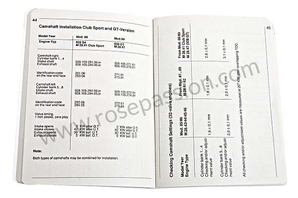 P98690 - Boekje nummers-spanmomenten-tolerantie-specificaties in het engels (een schat aan informatie)  voor Porsche 928 • 1986 • 928 4.7s2 • Coupe • Automatische versnellingsbak