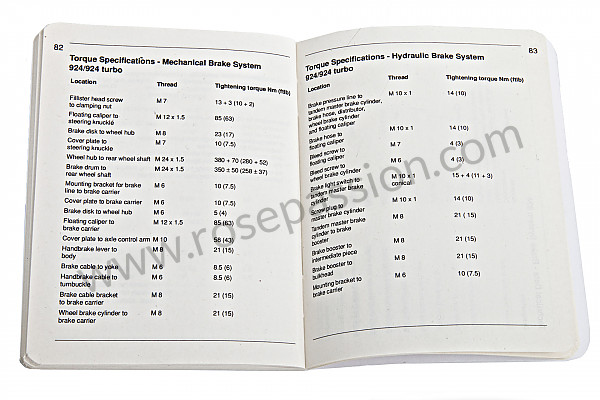 P105888 - Livret cotes - couples de serrage-tolérance-spécifications en anglais ( une mine d'information) pour Porsche 924 • 1983 • 924 turbo • Coupe • Boite manuelle 5 vitesses