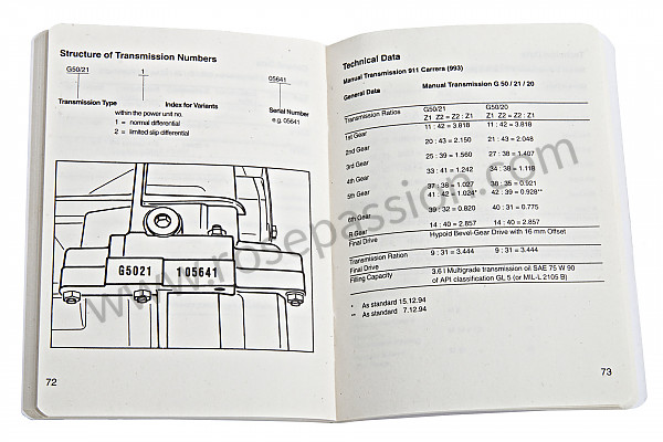 P98696 - Livret cotes - couples de serrage-tolérance-spécifications en anglais ( une mine d'information) pour Porsche 993 / 911 Carrera • 1994 • 993 carrera 2 • Cabrio • Boite auto