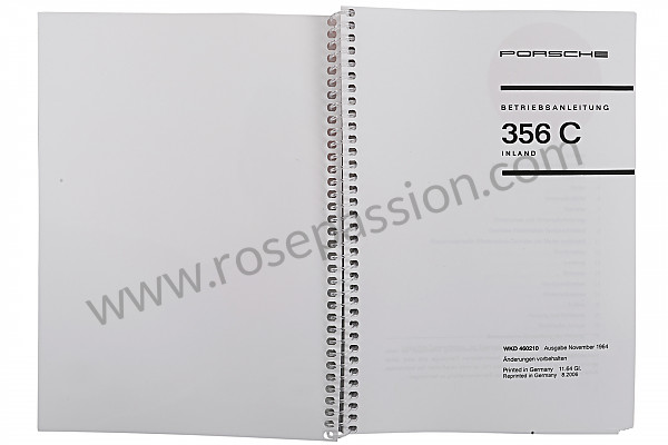P80968 - Manual de utilización y técnico de su vehículo en alemán 356 c para Porsche 356C • 1963 • 1600 sc (616 / 16) • Cabrio c • Caja manual de 4 velocidades