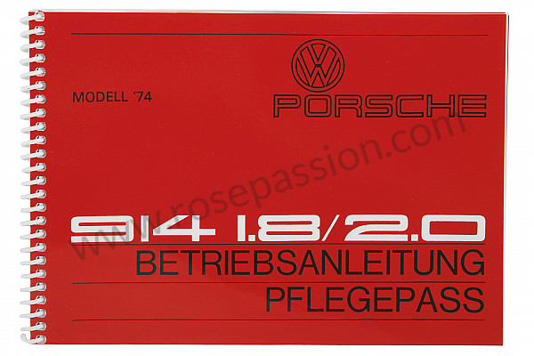 P85091 - User and technical manual for your vehicle in german 914 1974 for Porsche 