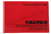 P85104 - Manuel utilisation et technique de votre véhicule en allemand 928 1980 pour Porsche 