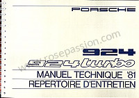 P81049 - Manuel utilisation et carnet entretien de votre véhicule pour Porsche 924 • 1981 • 924 2.0 • Coupe • Boite manuelle 5 vitesses