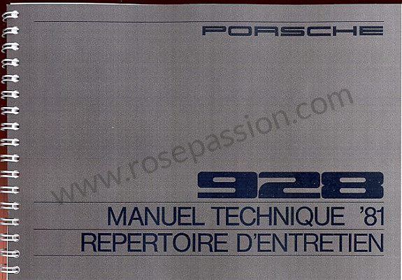 P86142 - Manual de utilización y técnico de su vehículo en francés 928 1981 para Porsche 
