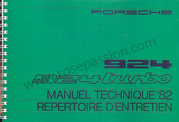 P86143 - Manual de utilización y técnico de su vehículo en francés 924 turbo 1982 para Porsche 924 • 1982 • 924 turbo • Coupe • Caja manual de 5 velocidades