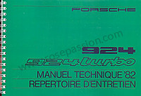 P86143 - User and technical manual for your vehicle in french 924 turbo 1982 for Porsche 
