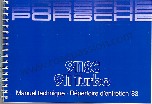 P86149 - User and technical manual for your vehicle in french 911  1983 for Porsche 