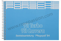 P81105 - Betriebsanleitung und technisches handbuch für ihr fahrzeug auf deutsch 911 3.2 / turbo 1984 für Porsche 