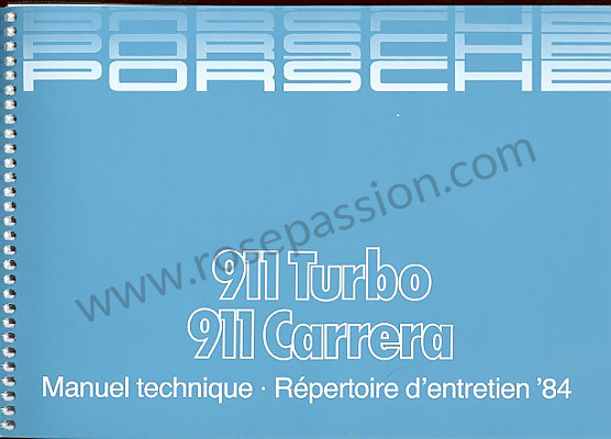 P81081 - User and technical manual for your vehicle in french 911 3.2 / turbo 1984 for Porsche 911 G • 1984 • 3.2 • Targa • Manual gearbox, 5 speed
